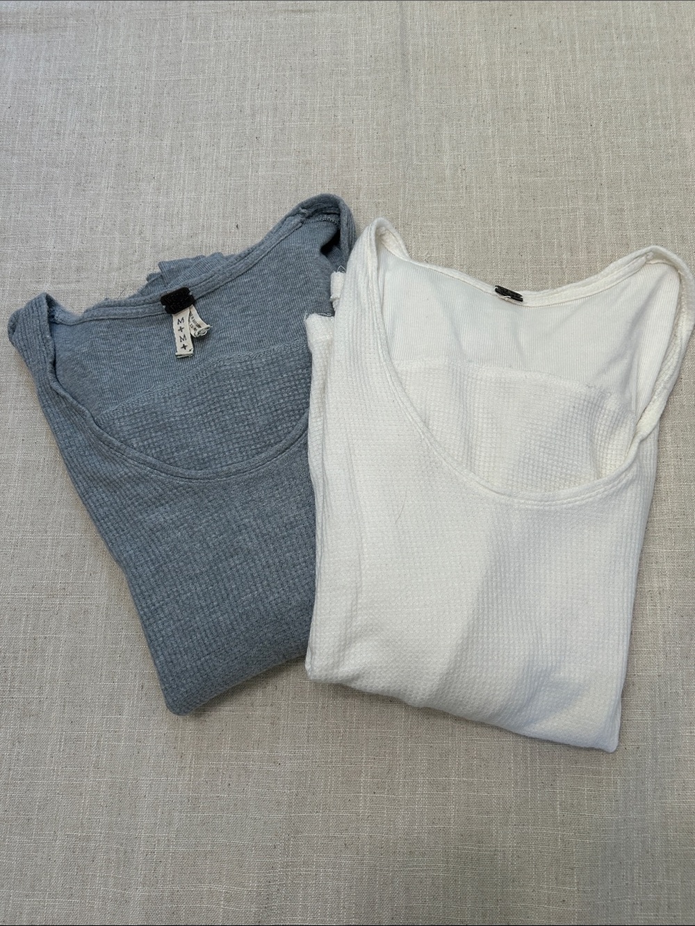We the Free Waffle Thermal Tops Bundle(2) Slouchy Medium Loungewear Long Sleeve
